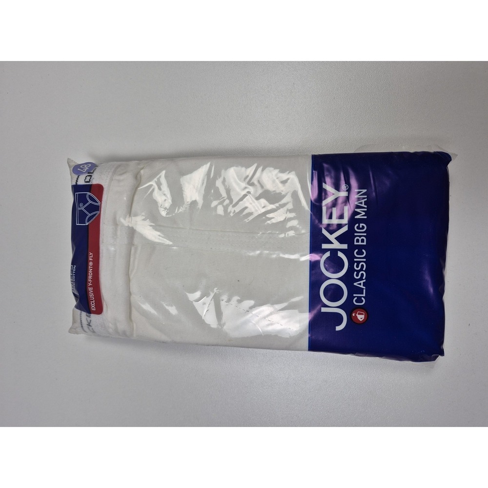 Jockey Briefs Mens 48 White Classic Big Man 100% Cotton Y-Front 2 Pack Underwear